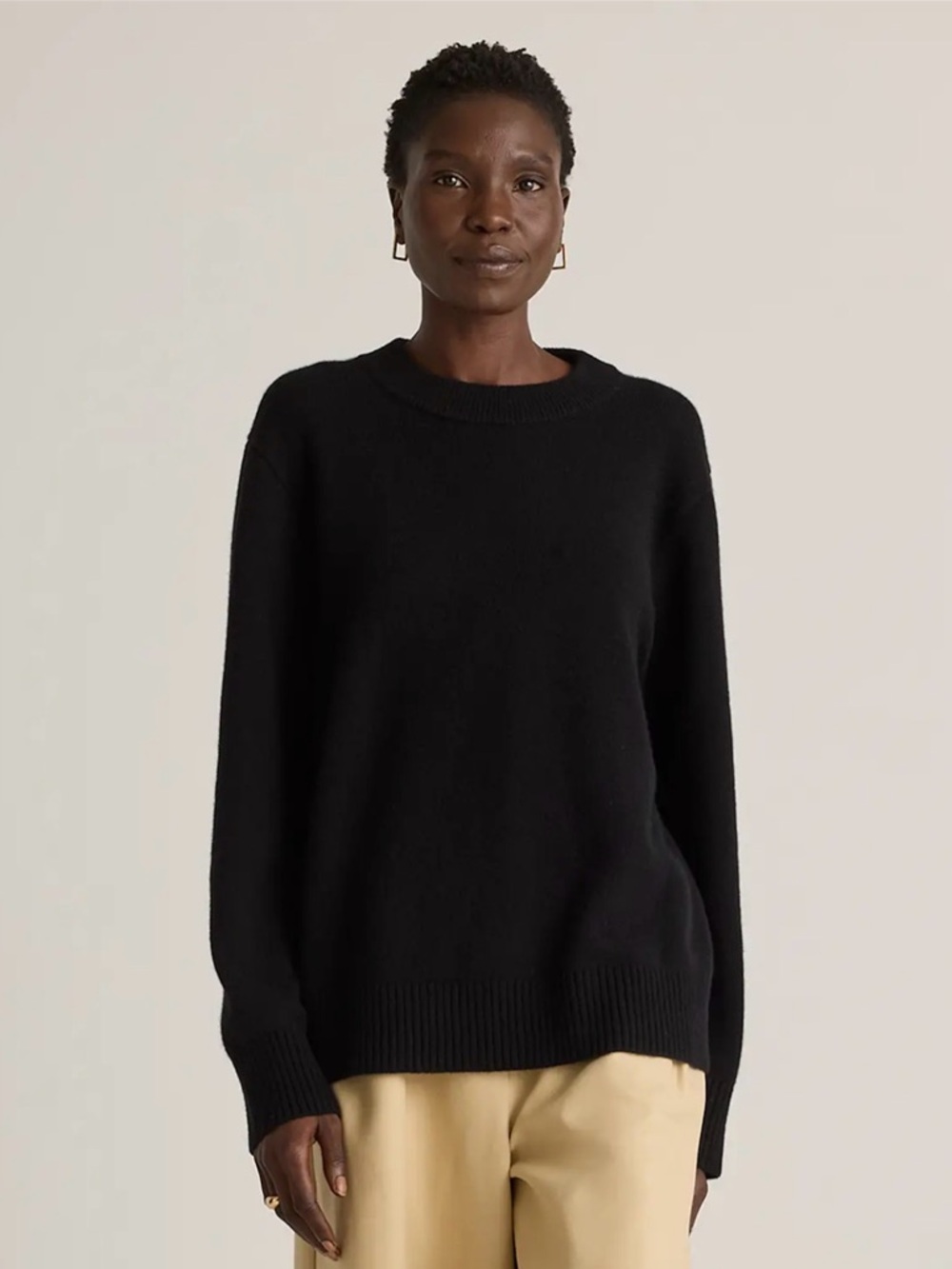 Quince Cashmere Crewneck Oversized Sweater Black Small NWT